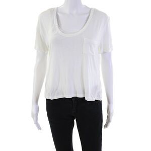 T Alexander Wang Womens Short Sleeve Scoop Neck Basic T-Shirt White Size S